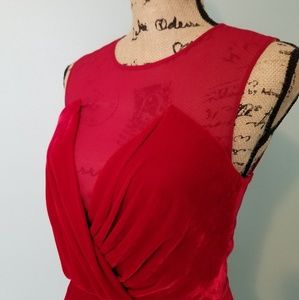 Burgundy/Red Velvet & Sheer Dress